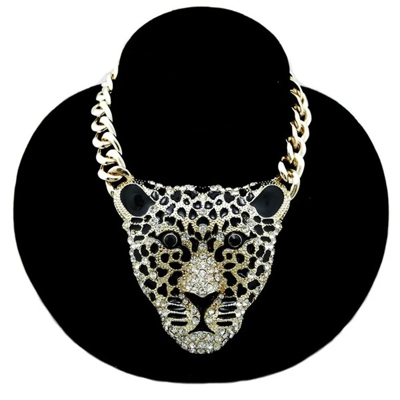 

6pcs Women Hip Hop Leopard Pendant Necklace with Miami Cuban Chain Hip Hop Necklaces Charm Party Jewelry Best Friend Gift