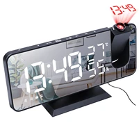 led digital projection alarm clock watch table electronic desktop clocks usb wake up fm radio time ceiling projector function