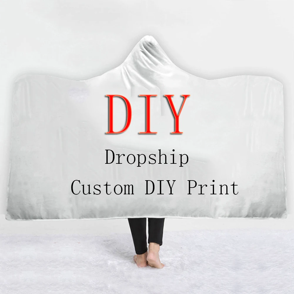 Пользовательские DIY Хэллоуин с капюшоном мягкое пушистое одеяло носимых пом