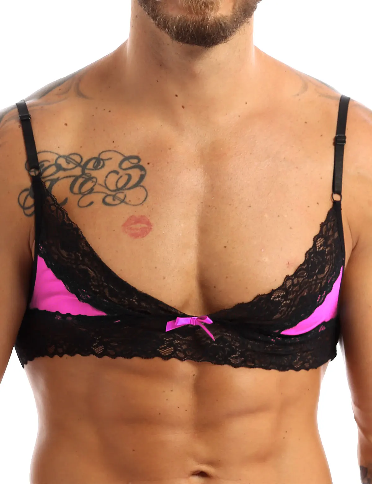 Мужской Эротический бюстгальтер TiaoBug на тонких бретелях с цветочной кружевной