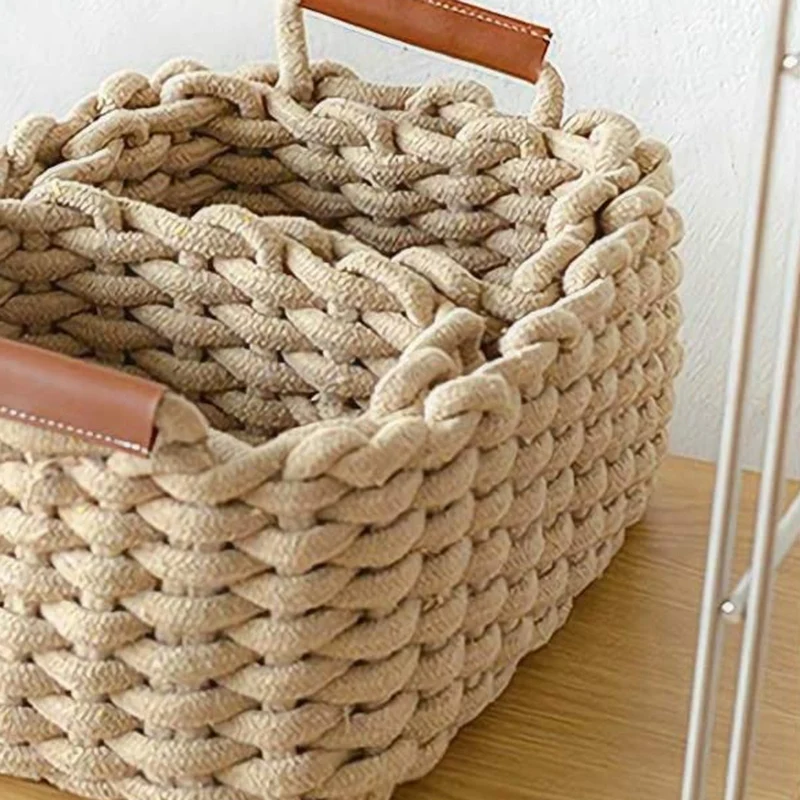 

3Pcs Cotton Rope Storage Basket Kids Storage Organizer Candy Food Handmade Woven Baskets for Nursery Baby Clothes Towels