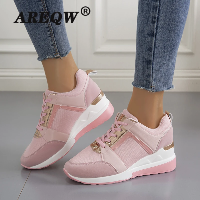 

Women Casual Shoes 2021 New Fashion Wedge Flat Shoes Lace Up Comfortable Ladies Sneakers Female Vulcanized Shoes