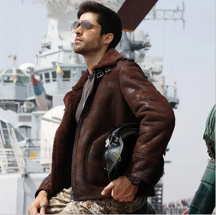 

Thicken Warm Leather Jacket Winter Male Clothing Fur One Burst skin High Quality Sheepskin Men's Motorcycle Coat