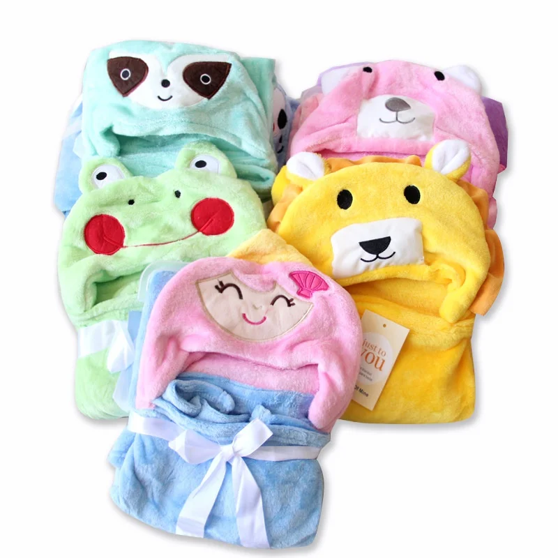 

96*76cm Baby Blankets Soft Fur Hooded Cartoon Bath Cloak Towel Infant Swaddle Stroller Wrap Newborn Bedding Sleepsake Blankets