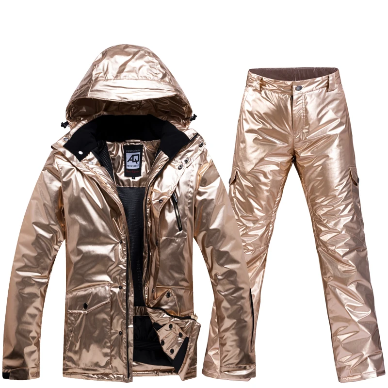 

Зимний Блестящий лыжный костюм для мужчин и женщин, Высококачественная парная куртка и брюки, водонепроницаемый ветрозащитный лыжный кост...