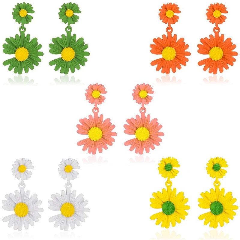 

2020 New Fashion Lovely Multicolor Small Daisy Earrings Flower Stud Earrings For Women Girls Elegant Cute Earrings Jewelry Gift