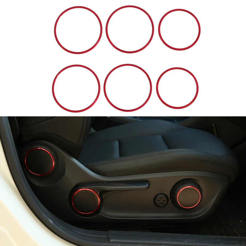 

6Pcs Car Seat Adjustment Switch Knob Ring Cover Trim Red for Mercedes Benz A B GLA CLA Class W176 W117 W246 C117 A180