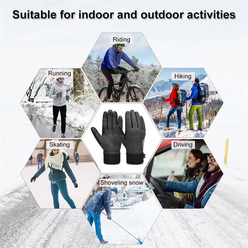 Vbiger Thickened Winter Sport Gloves Warm Touch Screen Cycling Anti-slip for Running Riding Driving | Спорт и развлечения