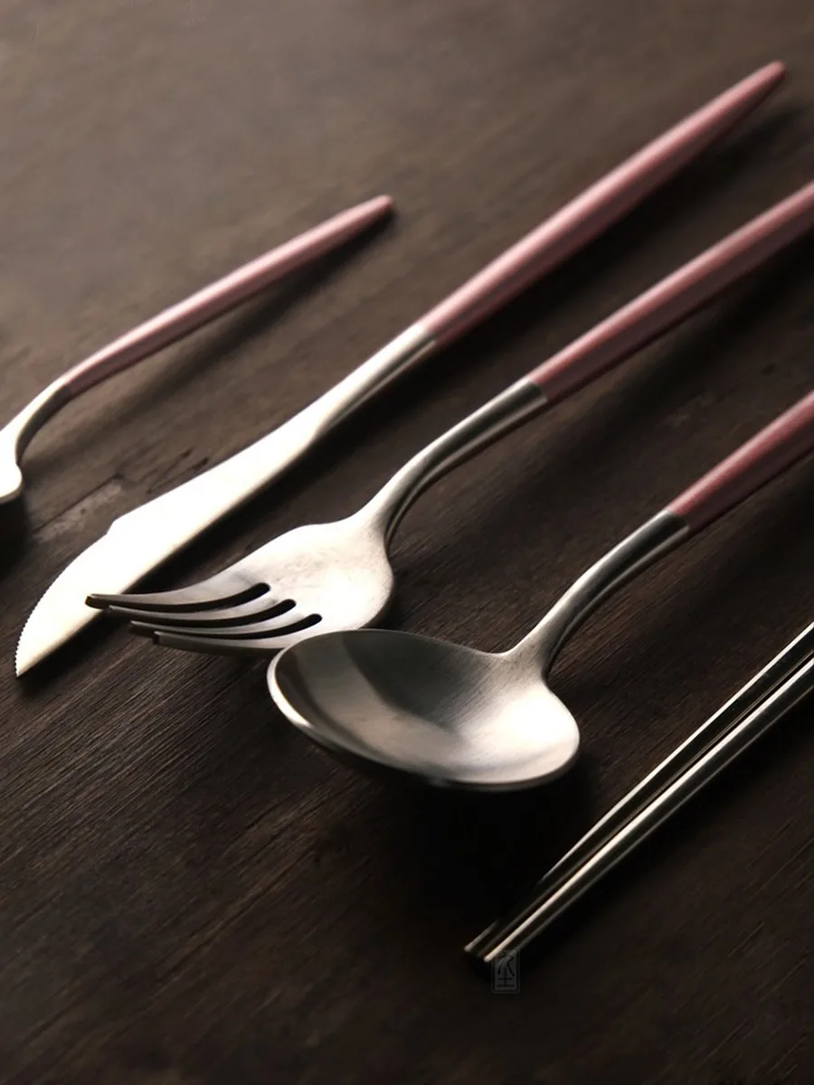 Портативный набор столовых приборов из нержавеющей стали 4 цвета | Дом и сад