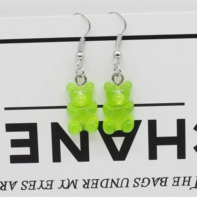 Милые Мультяшные серьги подвески в виде медведя из смолы ярких цветов милые для