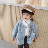 childrens faux fur coat baby teddy bear thicken warm outerwear fashion overcoat kids clothes 2020 autumn winter jackets w941