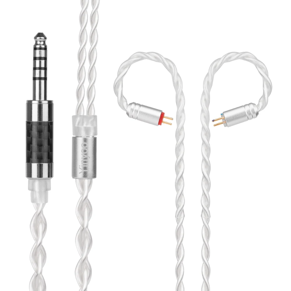 HOT! Yinyoo 7N Pure Silver Cable 2.5/3.5/4.4mm Balanced Cable With MMCX/2pin Connector For LZ AS10 ZS10 C10 C16 C12 V80 V90