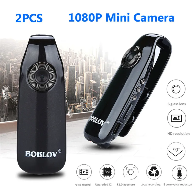 2pcs BOBLOV Mini Body Camera Full HD 1080P Police Camera Digital Video Recording Camcorder Micro Camera Wide Angle Small Camera