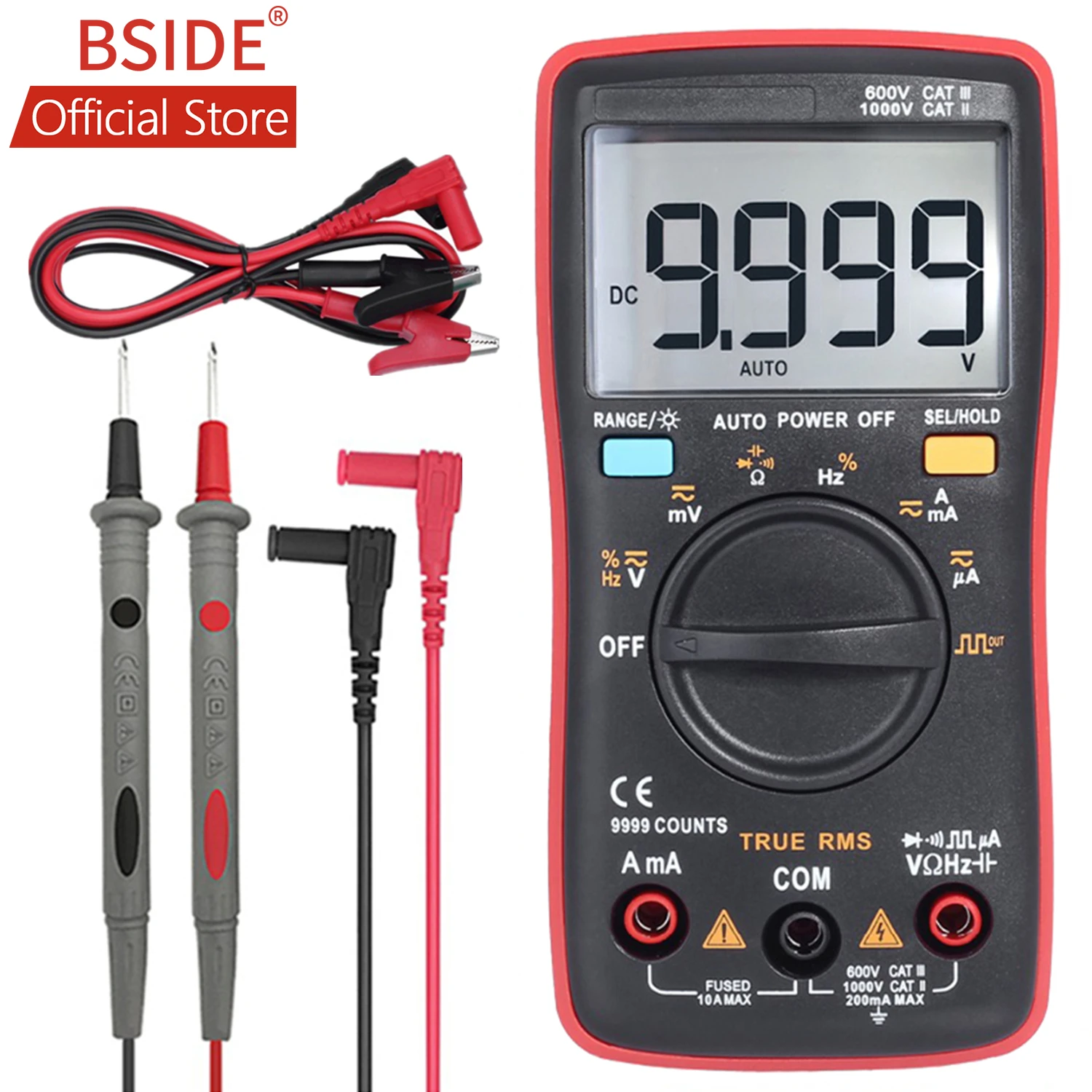 BSIDE ZT109 Профессиональный и практичный RMS цифровой мультиметр 9999 отсчетов подсветка AC/DC Амперметр Вольтметр Ом метр RM109