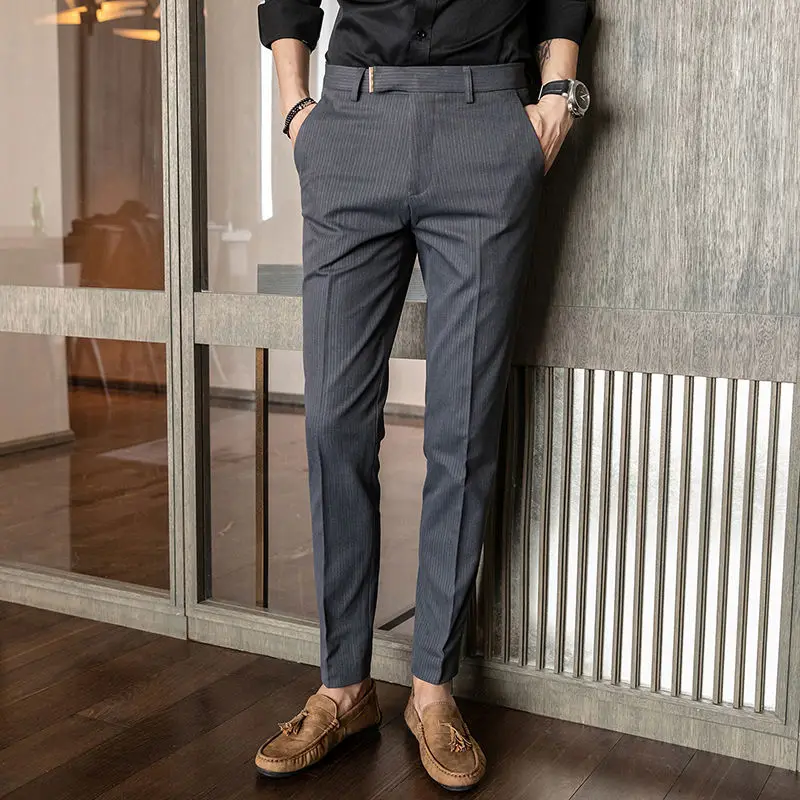 

Men's Suit Pants Spring Autumn Fashion Business Casual Long Pants Male Elastic Straight Formal Trousers Plus Big Size 28-38