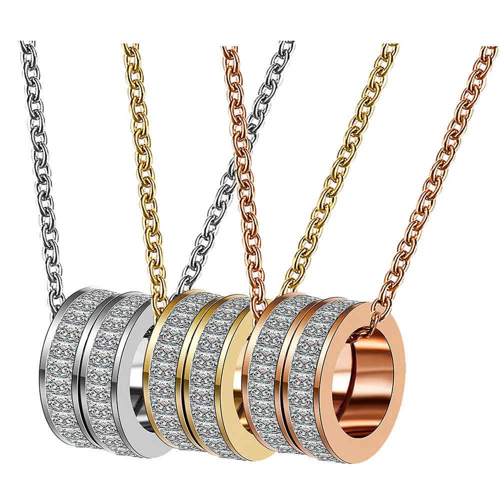 

TSHOU299 New titanium steel necklace clavicle chain double round stainless steel simple necklace women Gift Link For Buyer