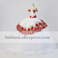 Mexican Charra White Velvet Quinceanera Dresses Ball Gown Sweet 15 Dress Custom Size