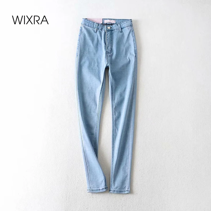 

Женские джинсы с высокой талией Wixra, повседневные брюки-карандаш из денима, эластичная одежда на осень и зиму