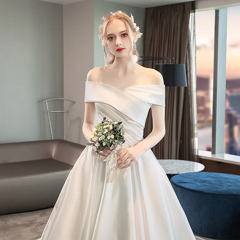 Хит продаж свадебные платья с открытыми плечами элегантный дизайн вышивка тюль