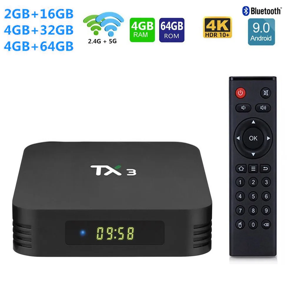 

TX3 Android 9.0 Smart TV BOX Amlogic S905X3 8K Set Top Box 4GB RAM 32GB 64GB ROM 2.4G/5GHz Dual WIFI BT H.265 Media Player