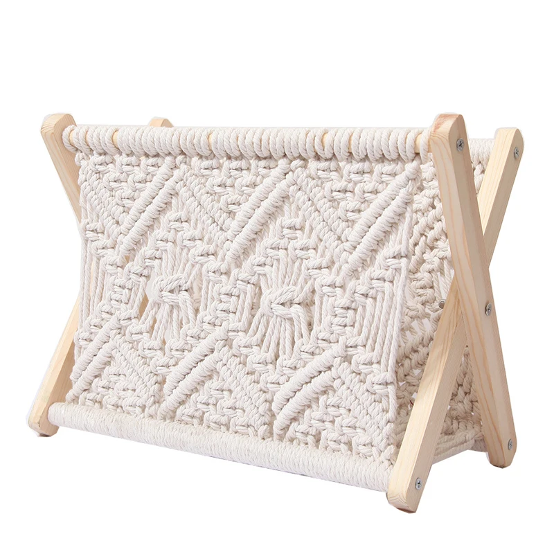 

Nordic Cotton Rope Woven Storage Rack Magazine Creative Desktop Floor Rack Photo Props