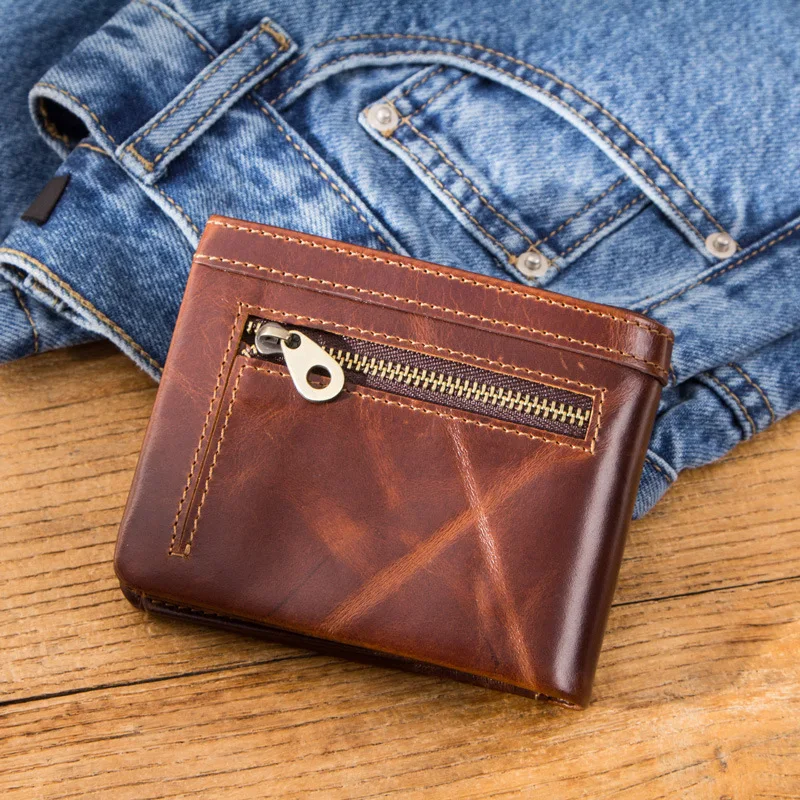 Fashion European and American trend cowhide men's wallet tri-fold horizontal men's wallet