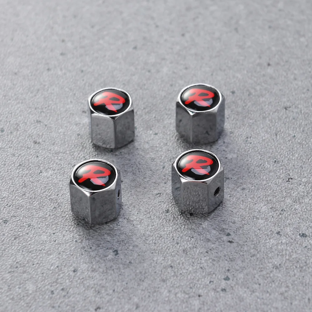 

4 Pcs Zinc Alloy Car Tire Stem Caps Round Style Air Covers (Red)