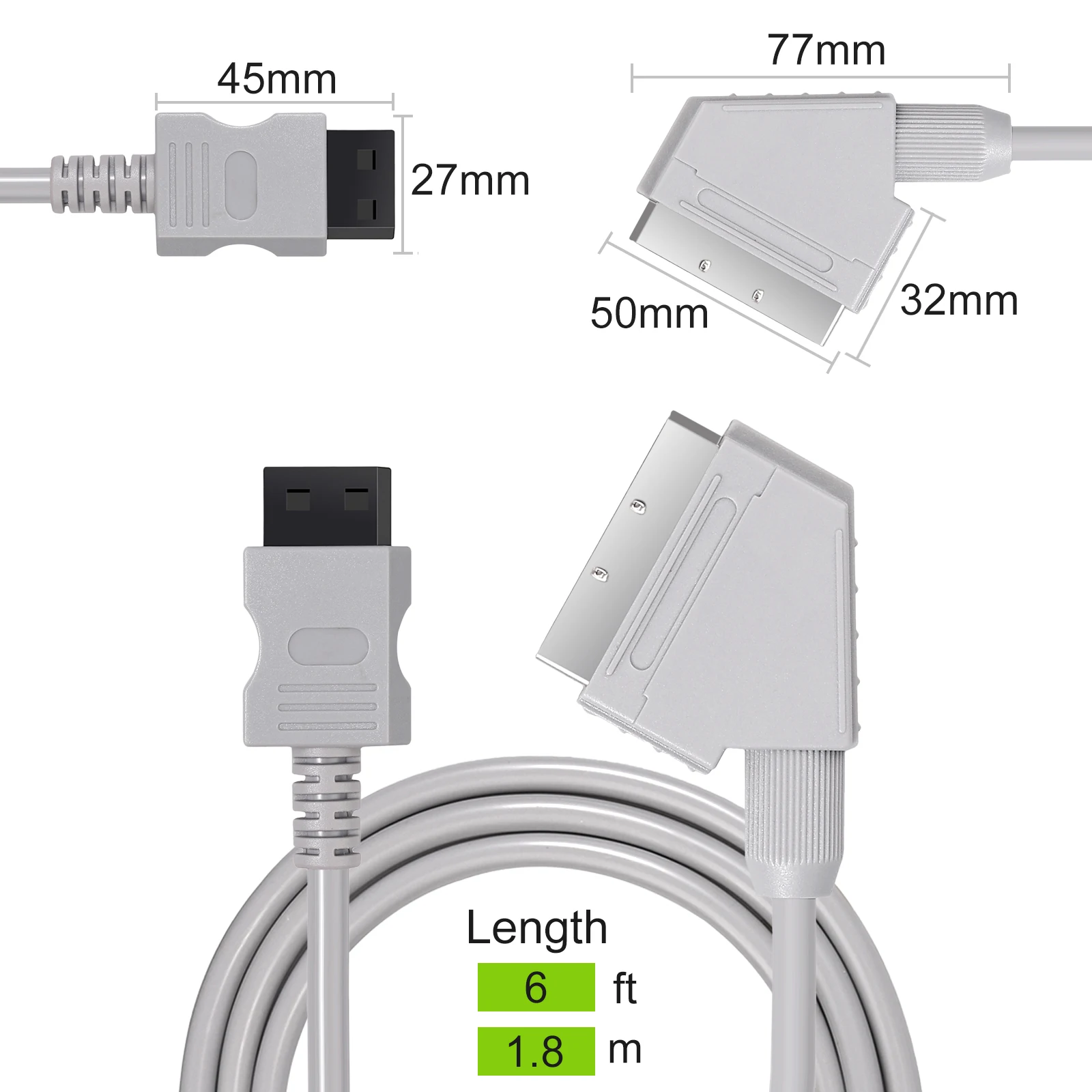 PROZOR 1 8 м настоящий кабель RGB Scart серая ТВ консоль Lead поддержка 720p/1080i HD система для