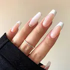 24 шт Съемные искусственные ногти для французского маникюра с алмазным дизайном длинные гроб накладные ногти пресс на ногтях DIY полное покрытие инструмент для маникюра