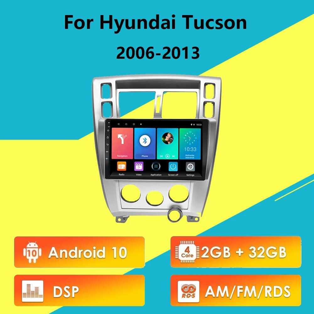 

2 Din Android 10 AM FM RDS DSP 10.1" Car GPS Navigation Multimedia Player For Hyundai Tucson 2006-2013 Head Unit With Frame