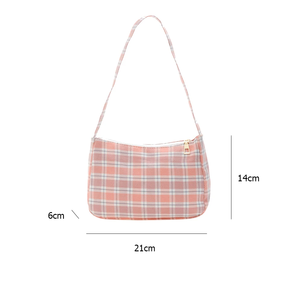 

Women Plaid Print Underarm Shoulder Bags Canvas Elegant Ladies Casual Handbags Totes Female Clutch