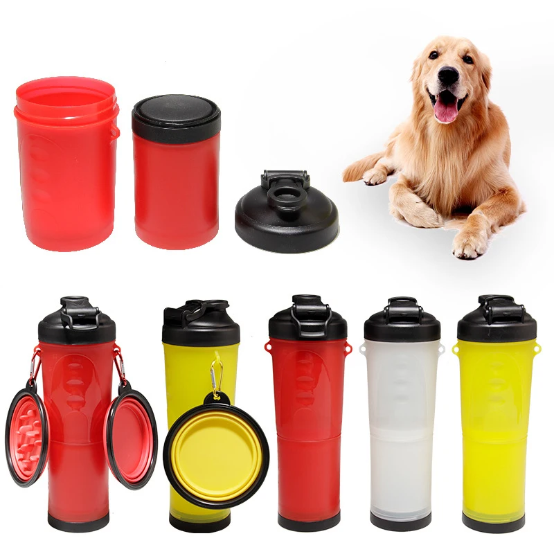 

Бутылка для воды для домашних животных со складными чашами для путешествий 2 в 1 контейнер для еды и воды для домашних животных для ежедневно...