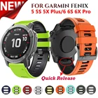 Ремешок силиконовый для Garmin Fenix 6 6X Pro 5 5X Plus 3HR, быстросъемный легко регулируемый браслет для наручных часов Fenix6 Fenix5, 26 22 20 мм