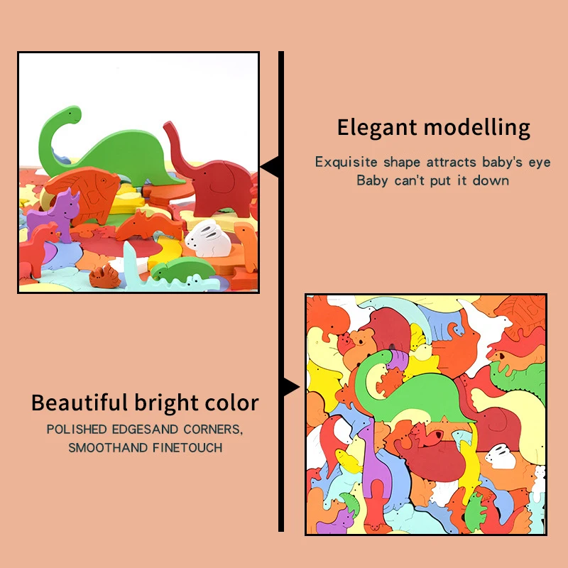 

3D Puzzles Toy Animal Cartoon Multi-layer Jigsaw Puzzle Creative Baby Wooden Early Educational Cognition Toys For Children Gifts