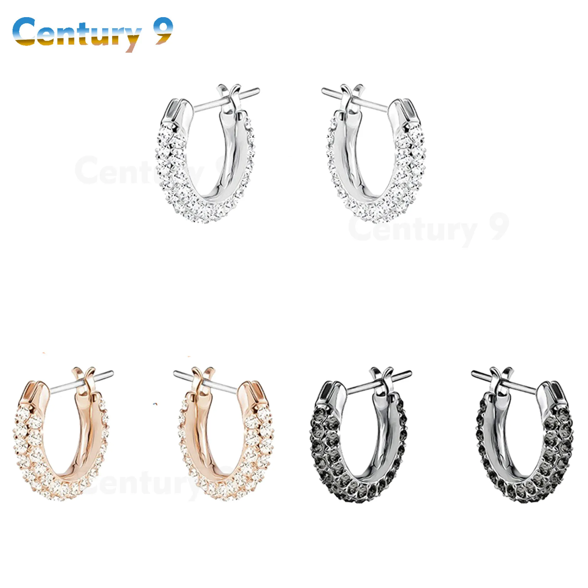 

SWA Fashion Jewelry High Quality Charm Simple Charming Crystal Classic Round Multicolor Women's Hoop Earrings Best Gift