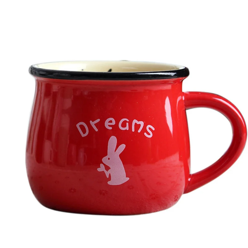 

350ML Small Milk Cups And Tea Mugs Vintage Ceramic Milk Mug 7 Colors For Breakfast Heat-resistant Travel Coffee Drinkware