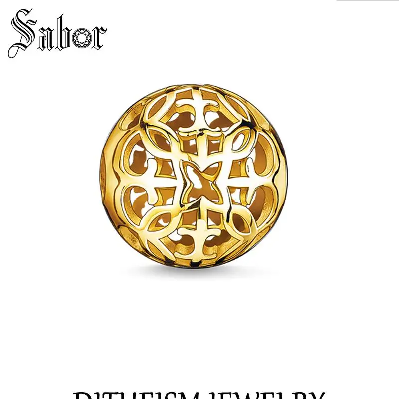 Аксессуары сделай сам бусины золотого цвета орнамент серебро 2020 пробы ювелирные