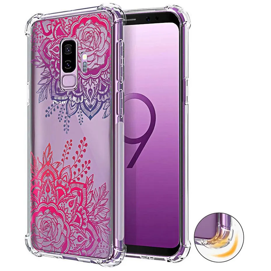 Ударопрочный ТПУ бампер цветочный женский чехол для Samsung Galaxy S8 S9 Plus Note 8 9 10 Note8