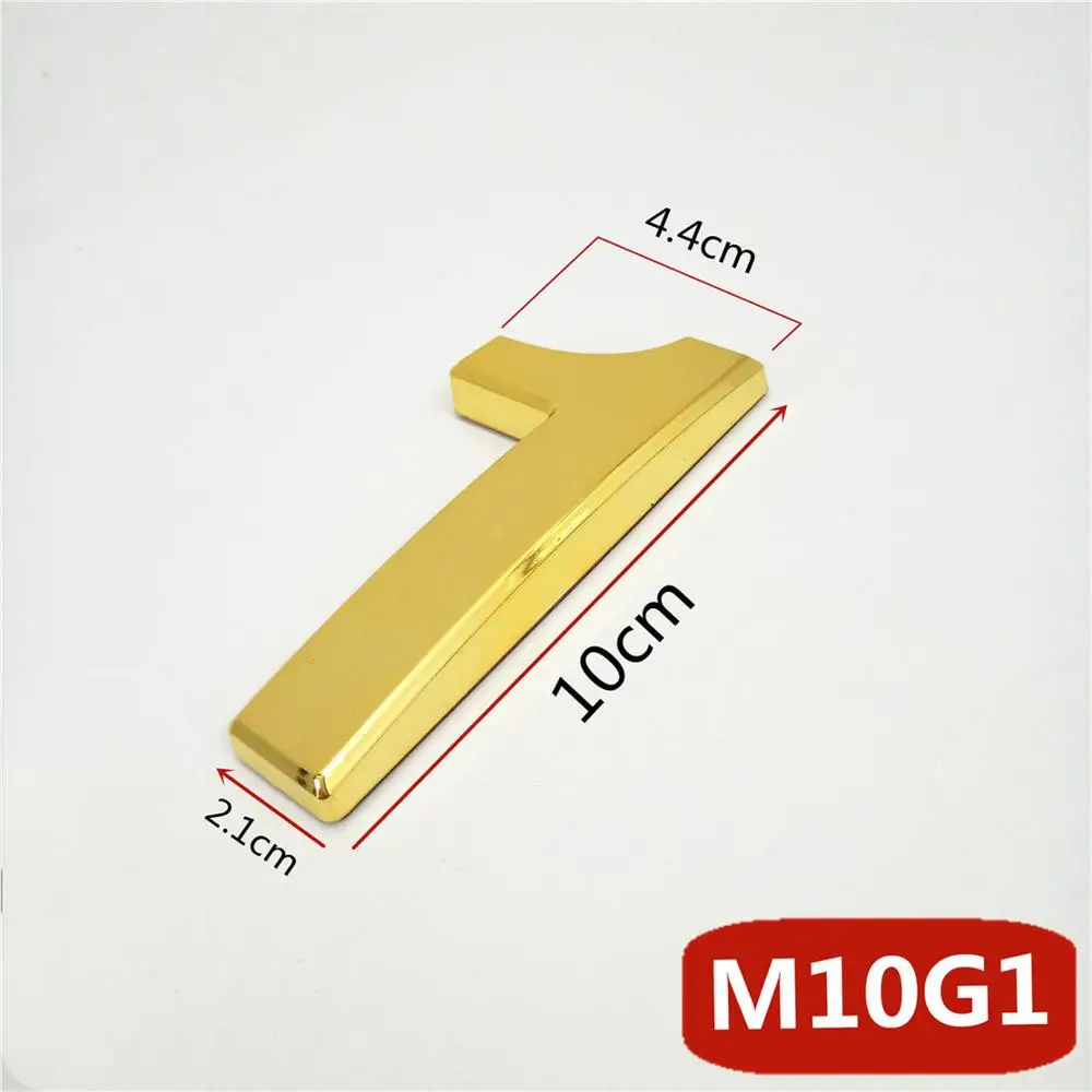 1 10 см 0123456789 ABS пластиковая дверная пластина современная дверь адрес табличка дверной номер дом отель стикер с цифрами табличка золотой цвет - Цвет: 1