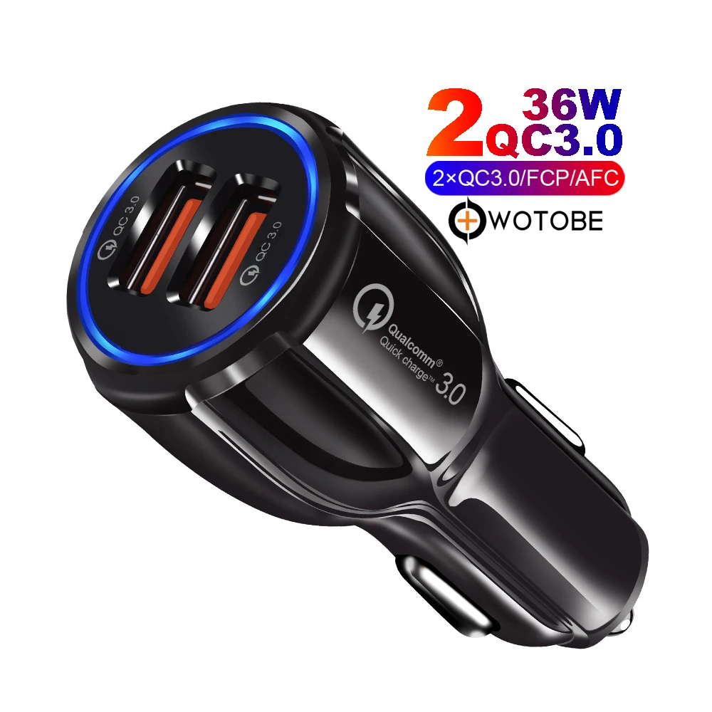 Автомобильное зарядное устройство QC3.0 36 Вт 2 порта для зарядки сотового телефона