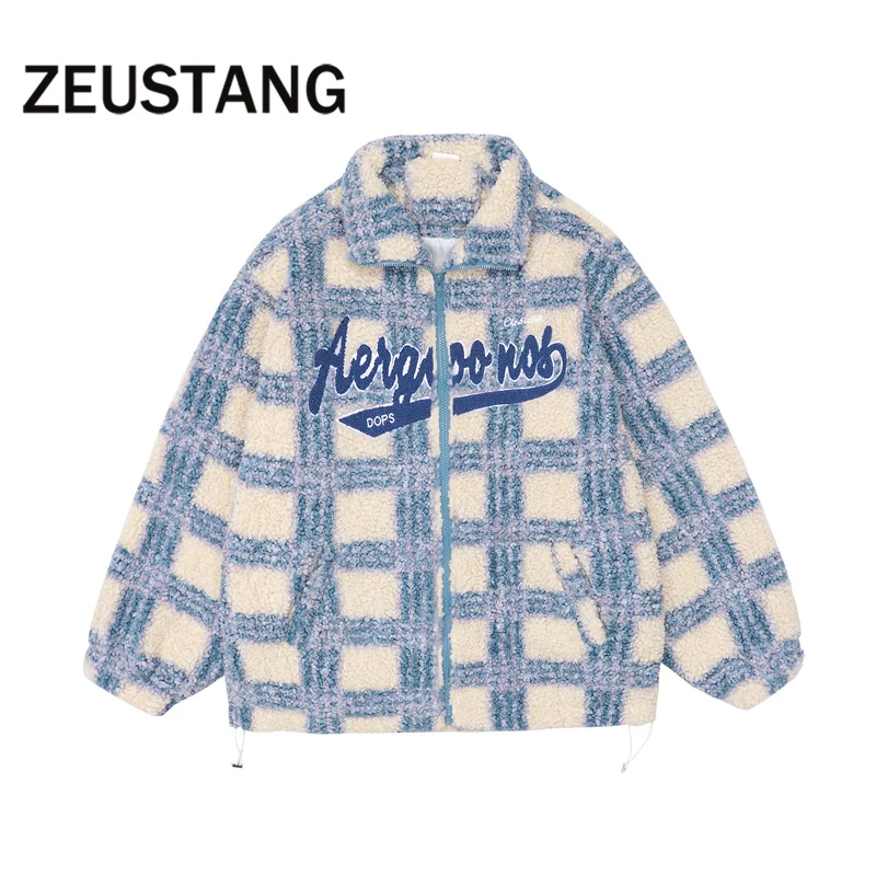 

Zeustang Harajuku толстые парки, модная уличная одежда С Вышивкой Букв, теплые пальто на молнии, верхняя одежда, хип-хоп свободные повседневные топы