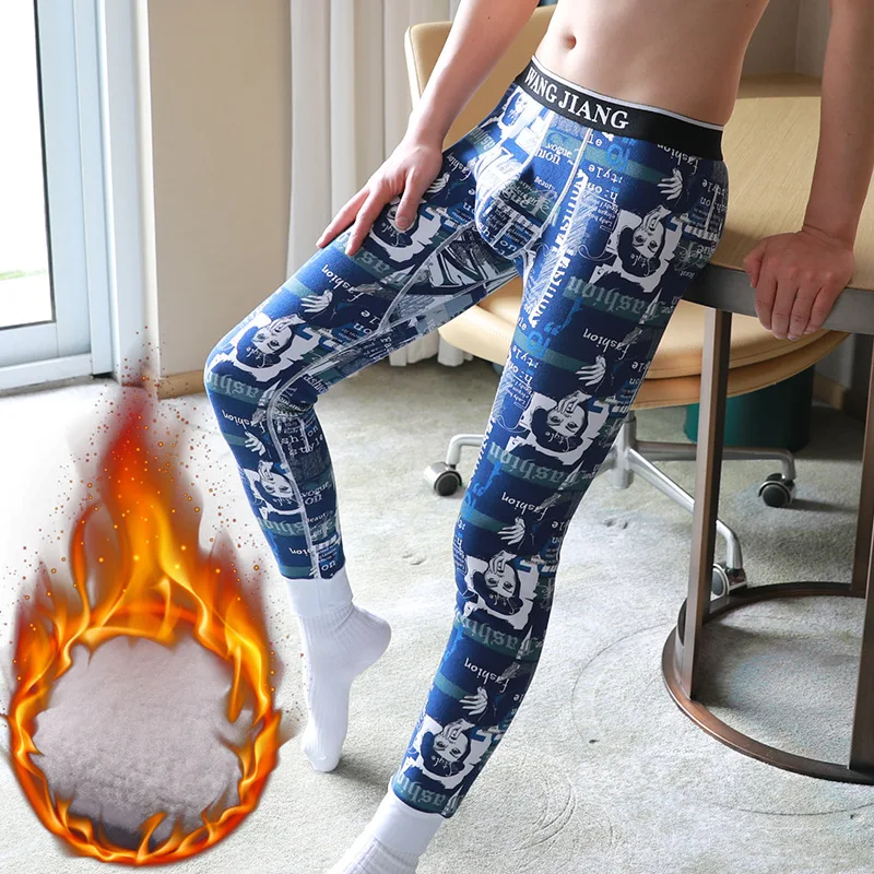 

Men long johns warm pants elastic line of men fashion cotton sexy underwear tight legging long Johns plus velvet size XXL