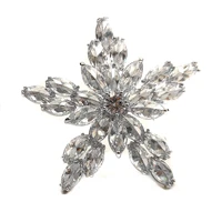 shiny marquise shaped cz clear white five pointed star brooch pin for unisex cardigan cravat show attire suit hat coat jewelry
