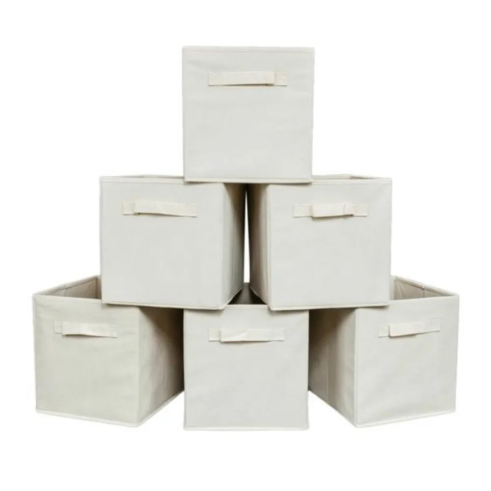 

6pcs High Quality Non-Woven Fabrics Storage Boxes Beige Easy to Assemble and Disassemble[US-Stock]