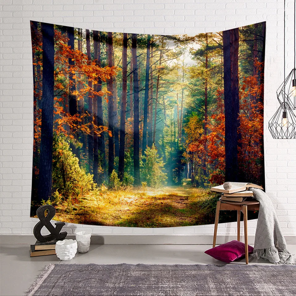 

Forest Landscape Tapestry Headboard Wall Art Bedspread Dorm Tapestry for Living Room Bedroom Home Decor