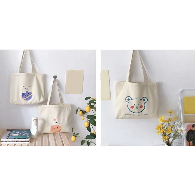 

Women's Canvas Shoulder Bag Fashion Casual Cartoon Student School Bag Large Capacity Shopping Bag Handbag