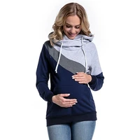 maternity breastfeeding hoodie clothing in europe hot selling long sleeve hoodie for pregnant women with three color splicing