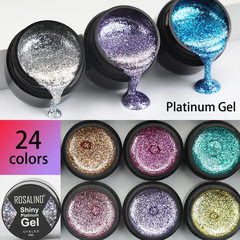 ROSALIND блестящий набор гель-лаков для ногтей для маникюра Platinum Nails Art Poly Gel Lak гибридные Лаки UV цвета верхнее Базовое покрытие праймер