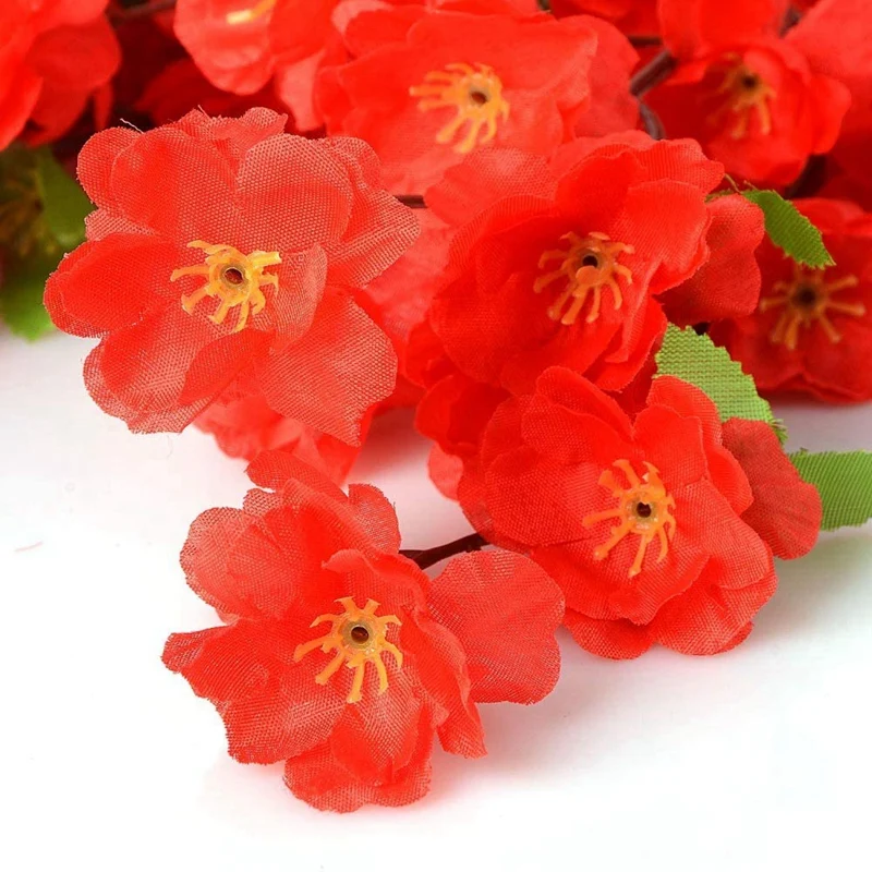 

10Pcs Flowers Peach Blossom Bouquets Faux Peach Fake Plants for Decor