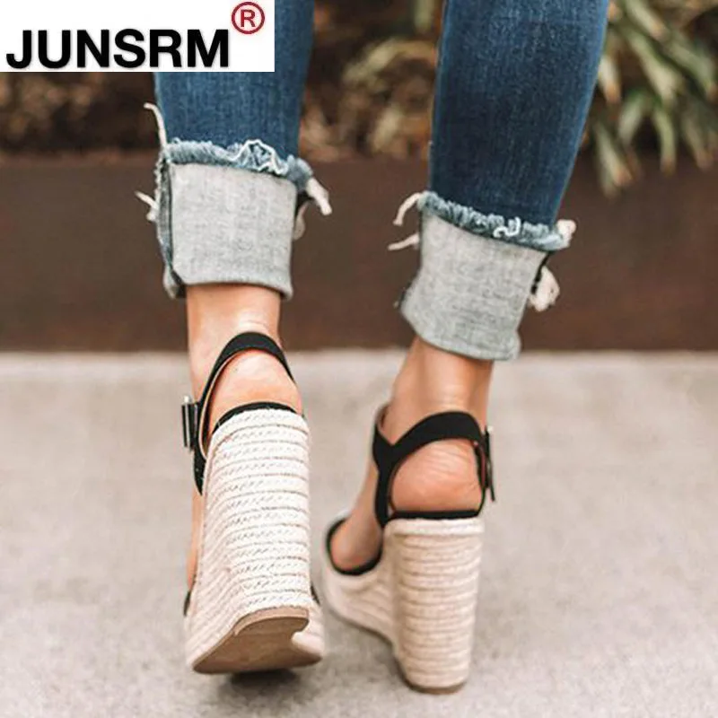 

2021 Summer Buckle Women's Sandals Fish Mouth Fashion Platform Shoes Woman Wedge Open-toe Sandals Women's Shoes Large Size 35-43